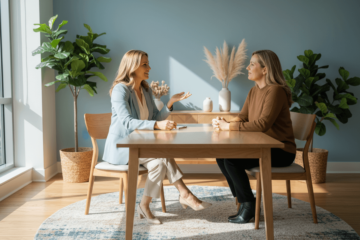 Therapist consulting with a parent