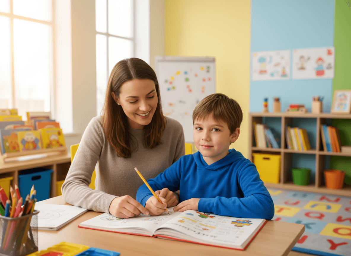 Tutor helping a student with classwork
